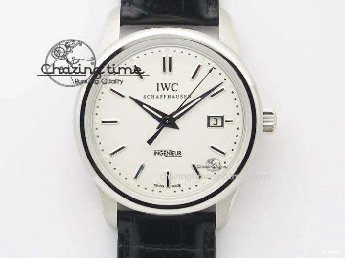 MIROTIME 0303 Supportive Portofino Automatic SS AF 1:1 Best Edition White Dial on Black Croco Leather Strap A 7184